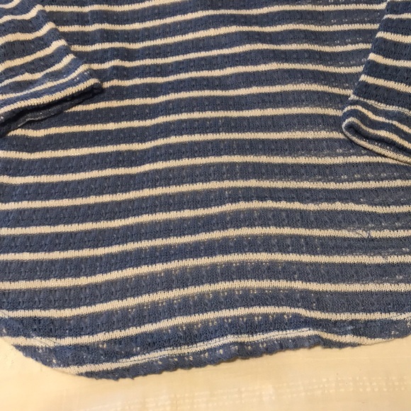 Ladies Splendid Blue/White Stripe Sheer Top - Picture 8 of 12